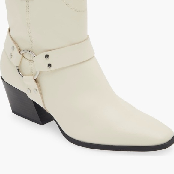 Open Edit Shoes - Open Edit Women’s Cream Western Block Heel Ankle Boots NEW Size 9.5 All Seasons